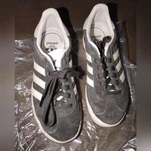 Adidas Kids Charcoal and White Suede Sneakers